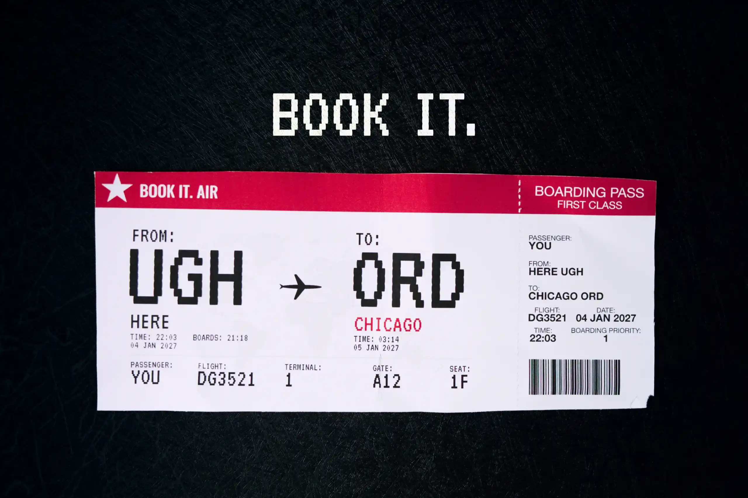 BOOK IT. Chicago Boarding Pass Art