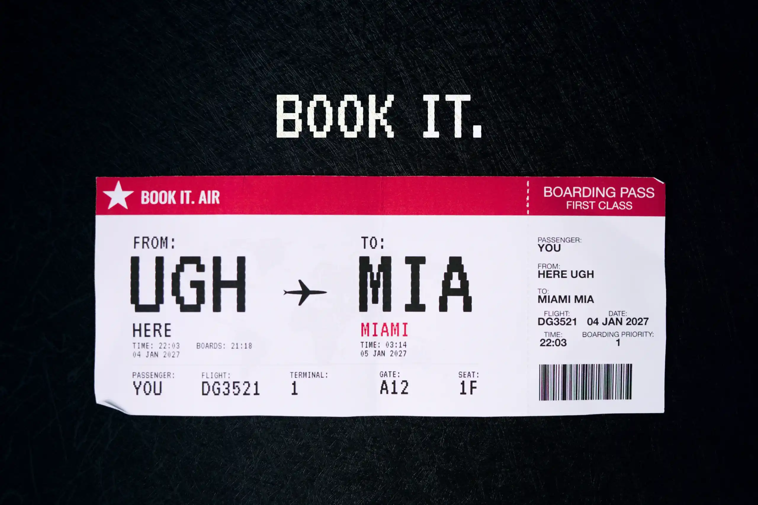 BOOK IT. Miami Boarding Pass Art