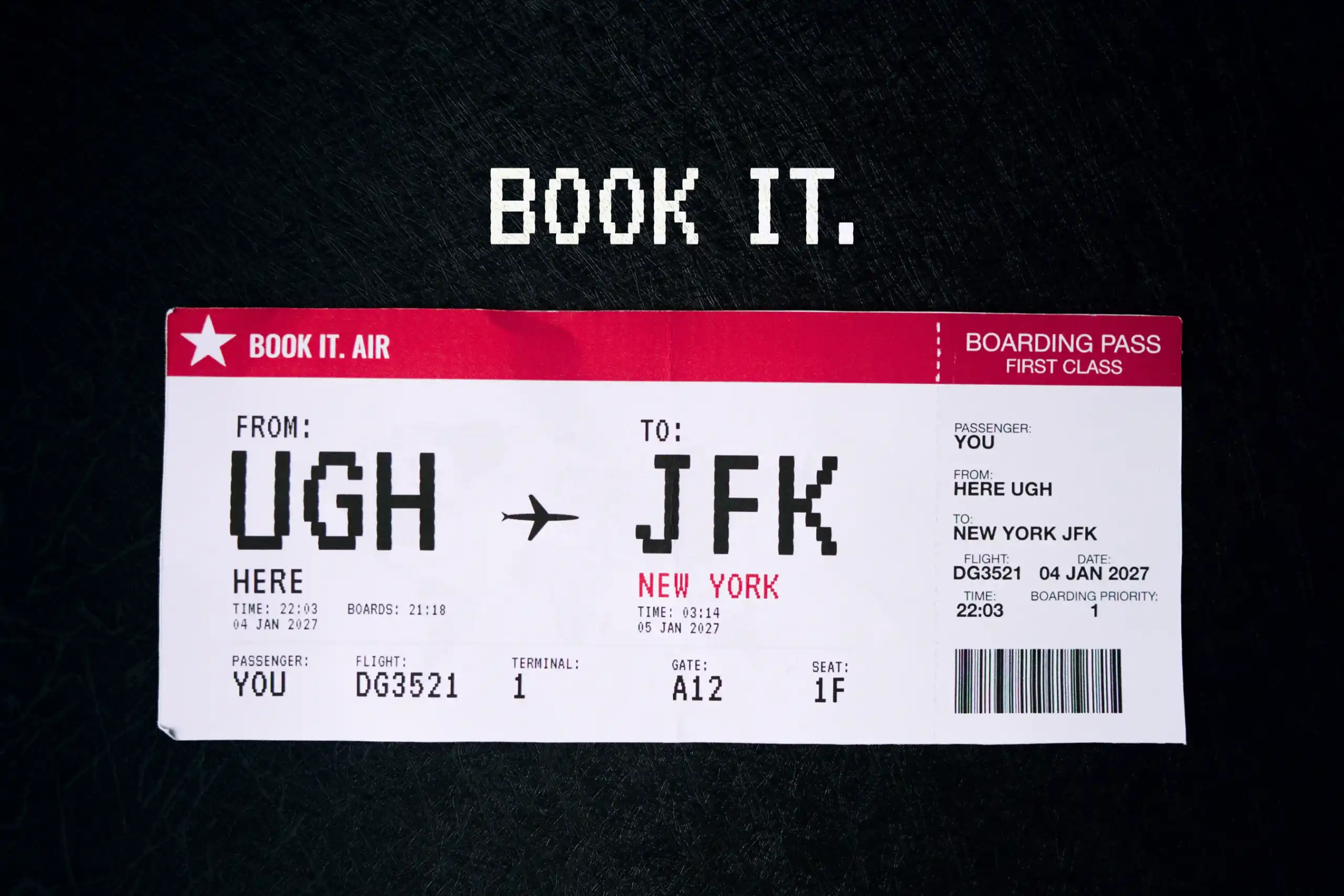 BOOK IT. NYC Boarding Pass Art