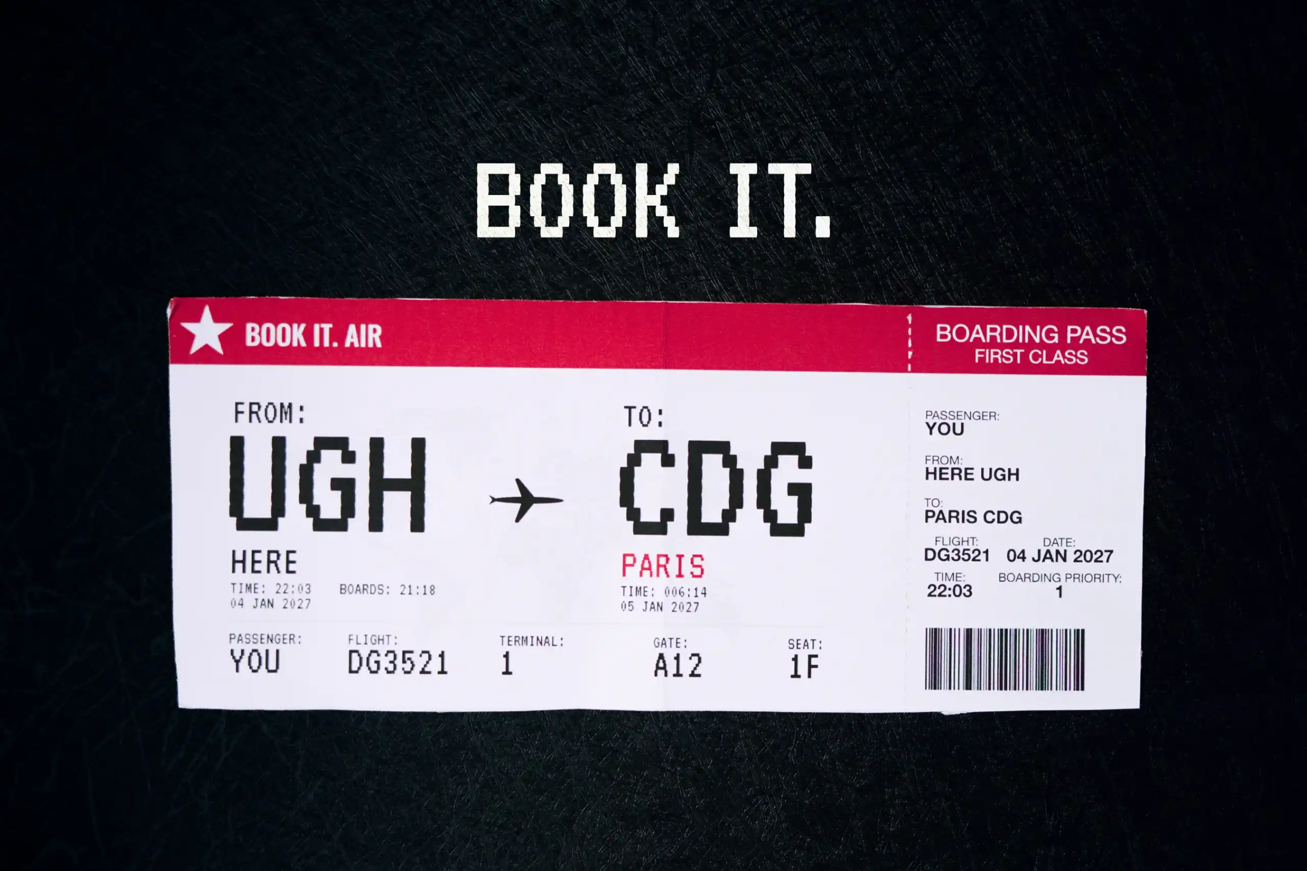 BOOK IT. Paris Boarding Pass Art