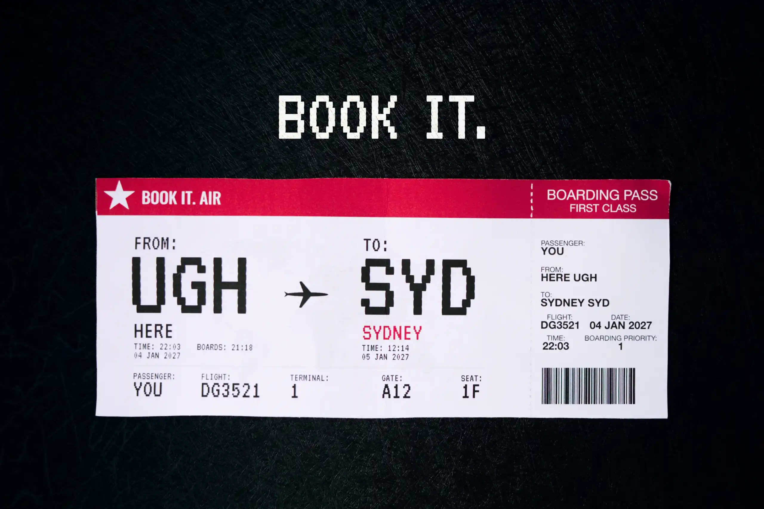 BOOK IT. Sydney Boarding Pass Art
