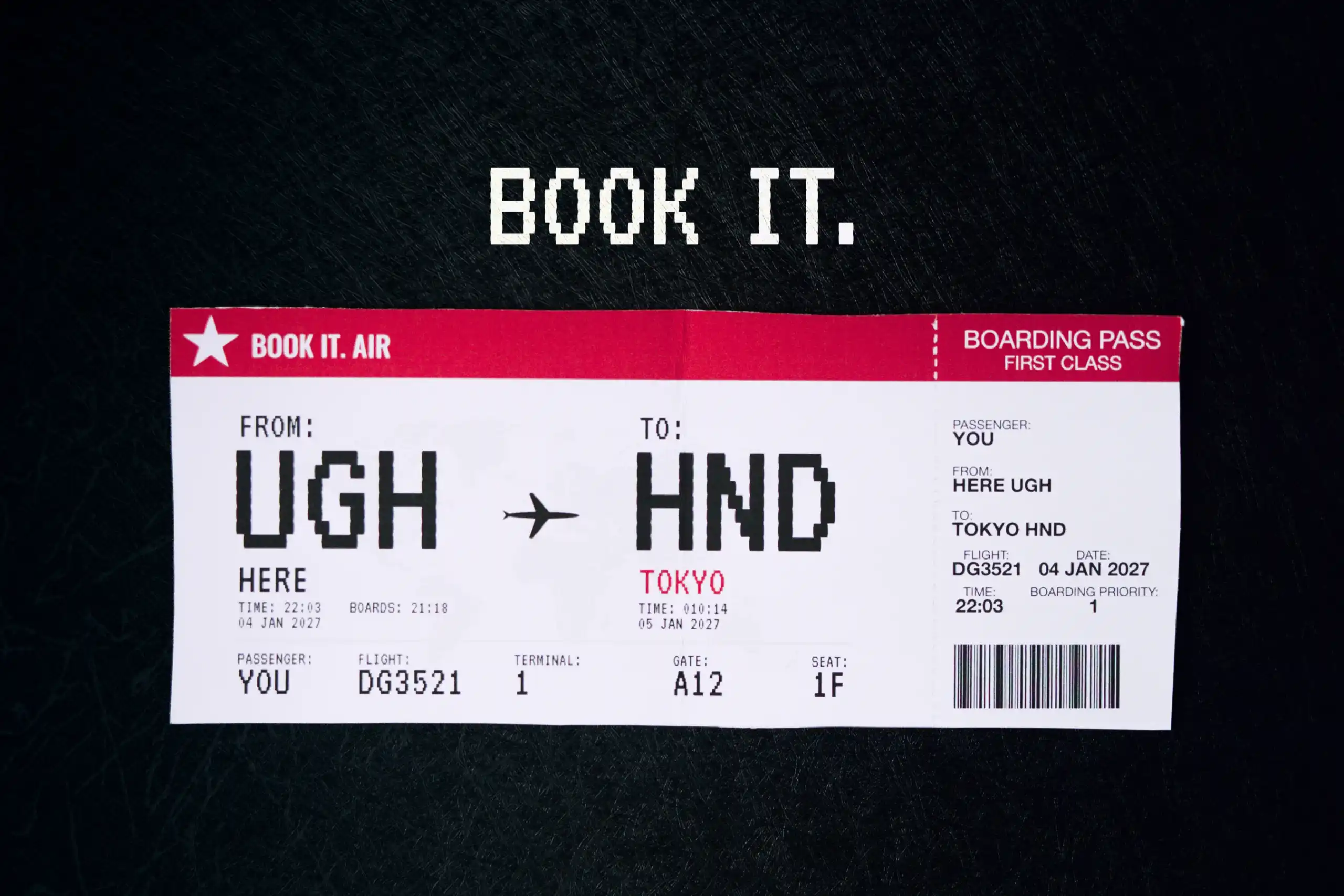 BOOK IT. Tokyo Boarding Pass Art
